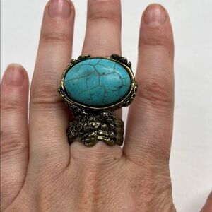 Chunky Blue & Bronze Toned Costume Ring